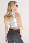 Silver Metallic Racerback Crop Top