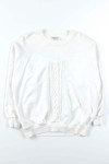 White Cable Knit Sweatshirt