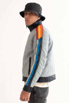 Grey Retro Striped Puffer Jacket