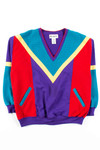 Multicolor Pocket V-Neck Sweatshirt