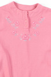 Pink Floral Henley Sweatshirt