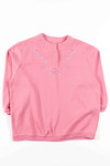 Pink Floral Henley Sweatshirt
