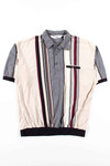 Tan Vertical Stripe Polo Shirt