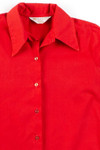 Red Vintage Butterfly Collar Button Up Shirt