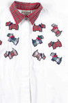 Plaid Puppies Embroidered Button Up Shirt