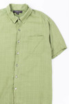 Yellow Green Woven Grid Silk Hawaiian Shirt