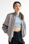 Vintage 90s Striped Silk Turtleneck Bomber Jacket