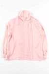 Pink Pleated Shoulder Button Blouse