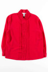 Red Pleated Embroidered Blouse