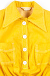 Cropped Yellow Denim Butterfly Collar Top