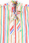 Multicolor Striped Bow Collar Blouse