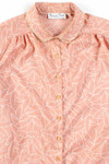 Pink Leaf Pattern Vintage Blouse