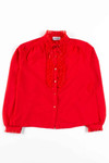 Red Lace Ruffle Blouse