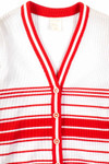 Red & White Ribbed Vintage Cardigan