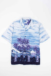 Vintage Blue Coastal Landscape Hawaiian Shirt