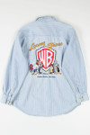 Embroidered Looney Tunes Striped Chambray Button Up Shirt