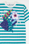 Tropical Teal Striped Vintage T-Shirt