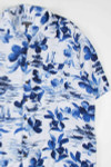 Indigo Watercolor Flowers & Sailboats Hawaiian Shirt