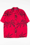 Red Palm Leaf Print Hawaiian Shirt