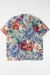 Beige Large Floral Print Hawaiian Shirt