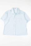 Vintage Polyester Blue Button Up Shirt