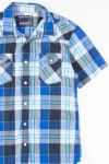 Blue Plaid Shortsleeve Button Up Shirt