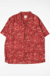 Red Bamboo Print Hawaiian Shirt