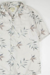 Textured Leave Print Silk Hawaiian Shirt