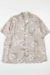 Beige Abstract Leaves Hawaiian Shirt