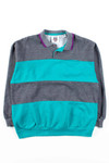 Grey & Teal Striped Polo Sweatshirt
