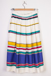 Cream Striped Mid-Lengh Skirt