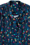 Multicolor Dotted Vintage Tie Neck Blouse