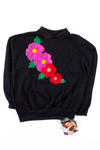 Black Floral Collared Sweatshirt