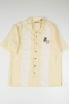 Hibiscus Embroidered Yellow Bowling Hawaiian Shirt