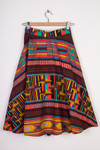 Red Abstract Mid-Length Skirt