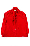 Red Tie Neck Blouse
