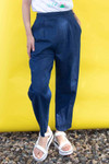 Blue Denim Side Button Vintage Pants (sz. Small)