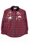 Red Holiday Plaid Button Up Shirt