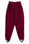 Burgundy Pleated Vintage Pants w/ Stirrups (sz. 8)