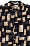 Tan On Black Squares Button Up Shirt