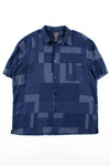 Blue Patterned Squares Button Up Shirt