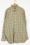 Green and Tan Plaid Button Up Shirt
