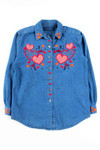 Denim Hearts Button Up Shirt