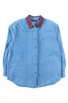 Denim Christmas Tree Button Up Shirt