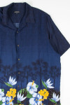 Navy Hibiscus Hem Hawaiian Shirt