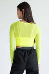 Neon Cyber Green Mesh Long Sleeve Top