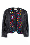 Multicolor Button Flair Leather Jacket