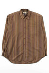 Brown Dense Striped Button Up Shirt