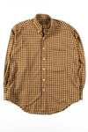 Golden Brown Plaid Button Up Shirt