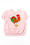 Pink Rooster Short Sleeve Sweatshirt